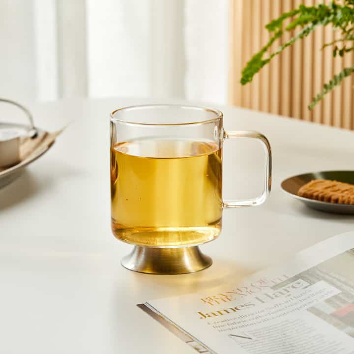 ステンレス脚付き 耐熱ガラスマグカップ 360ml