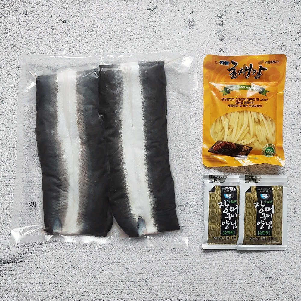 장어박사 국내산 자포니카 민물장어 1kg 1-3미(손질후 700g내외)+생강채+소스2봉