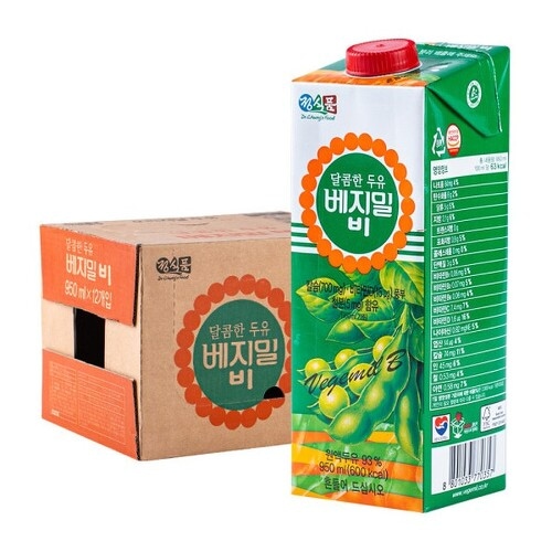 12팩 달콤한 두유 베지밀B 950ml 용량 비 원액 두유 93% 가격 비교 정식품 12팩 달콤한 두유 베지밀B 950ml 용량 비 원액 두유 93%