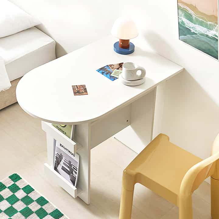 Leaf 半楕円形 ダイニングテーブル［2色］