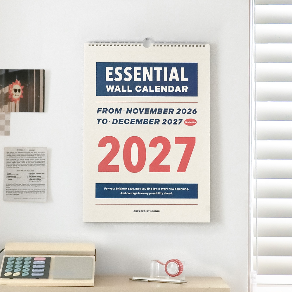 2027 에센셜 벽걸이달력 A3 월 캘린더 가격 비교 아이코닉 2027 에센셜 벽걸이달력 A3 월 캘린더