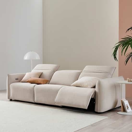 MVME フロエ ファブリック 電動リクライナー4人掛けソファ［3色］