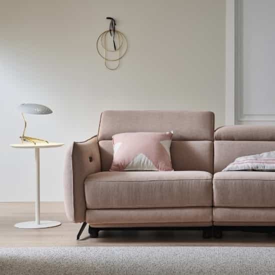 MVME ルア ファブリック リクライニングソファ 3人掛け