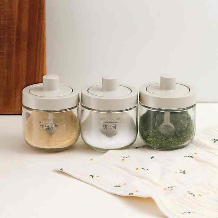 ROMAN KITCHEN スプーン付き調味料入れ 350ml 3個セット