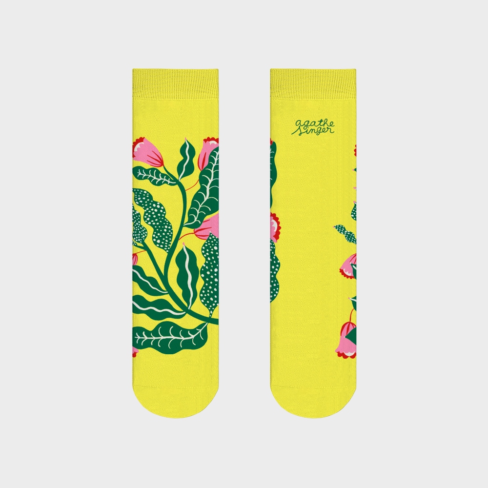 양말 Green plant on yellow / 아가트 싱어(Agathe Singer) 가격 비교 아티쉬 양말 Green plant on yellow / 아가트 싱어(Agathe Singer)