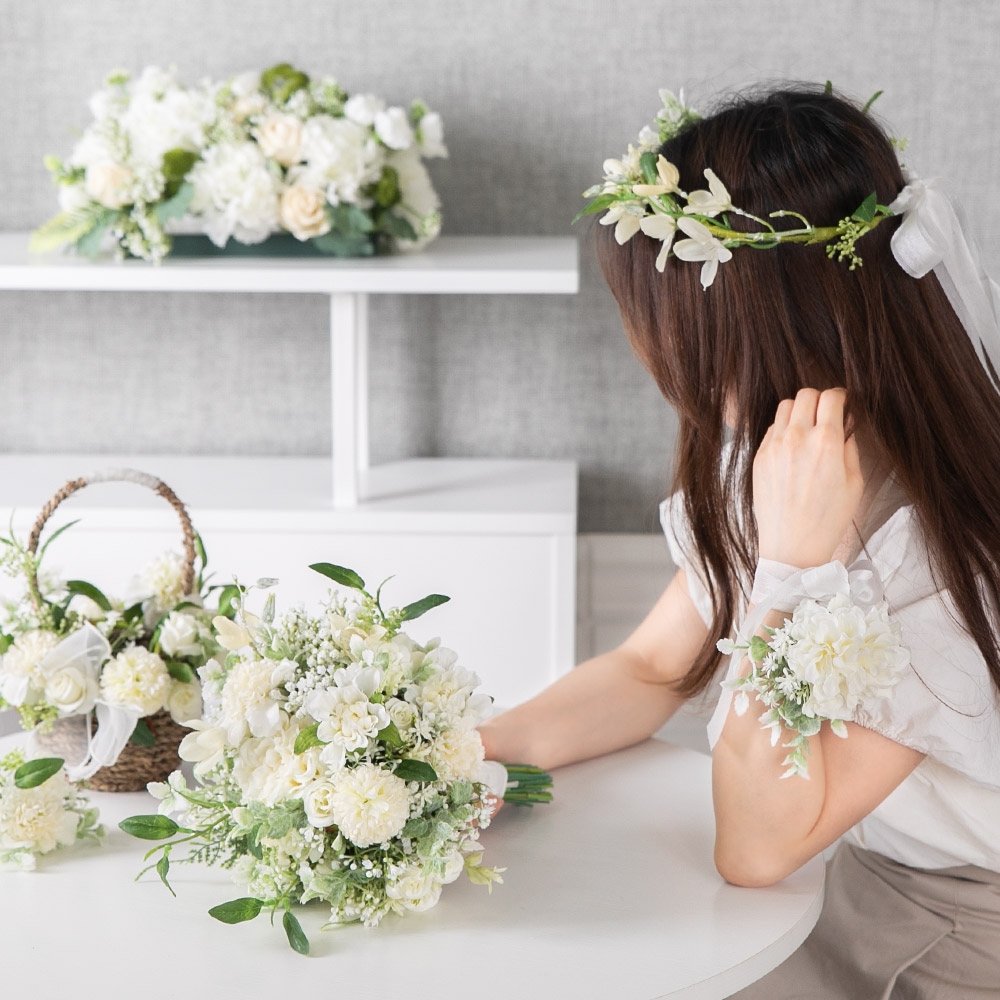 다알리아 조화 꽃 부케 바구니 화관 세트 셀프웨딩 브라이드 (5PCS) 가격 비교 플라워트리 다알리아 조화 꽃 부케 바구니 화관 세트 셀프웨딩 브라이드 (5PCS)
