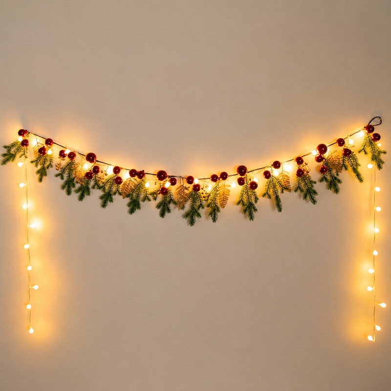 크리스마스 가랜드 벽장식 LED 샤프리아이볼 185cm (DIY) 소품 가격 비교 플라워트리 크리스마스 가랜드 벽장식 LED 샤프리아이볼 185cm (DIY) 소품