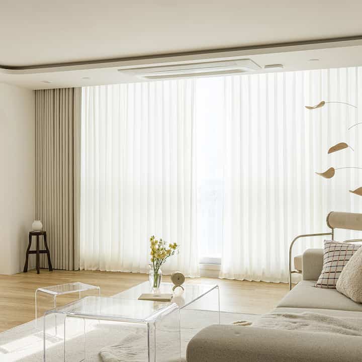 透けにくい ミルクシフォンカーテン（2枚組）［３サイズ］