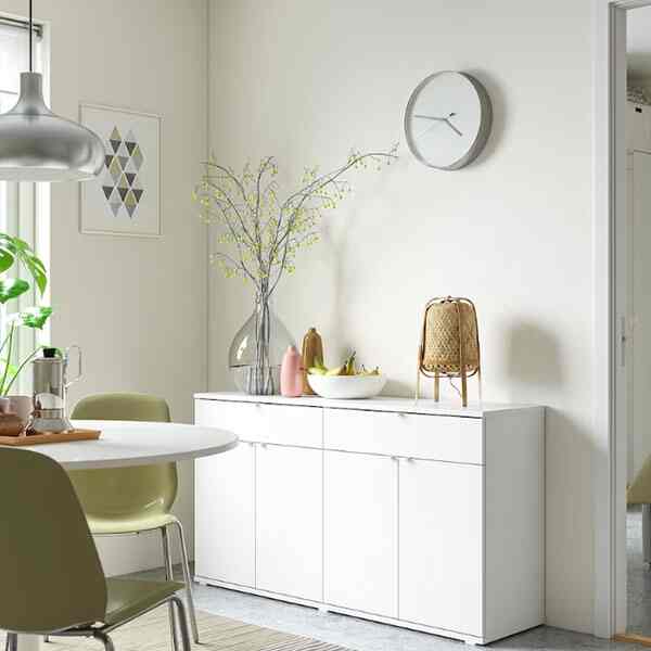 VIHALS ヴィーハルス サイドボード, ホワイト, 140x37x75 cm