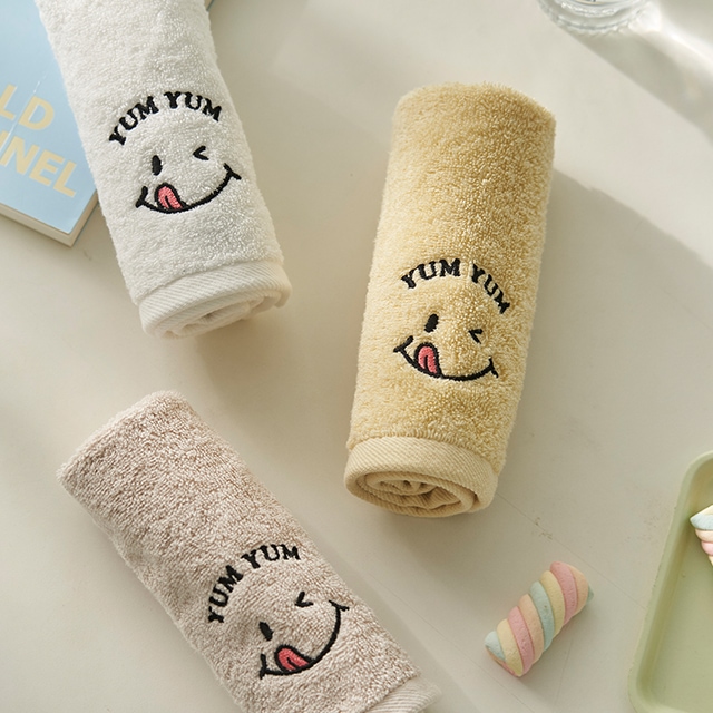 데코뷰 냠냠 스마일 핸드타올 3colors 고리수건