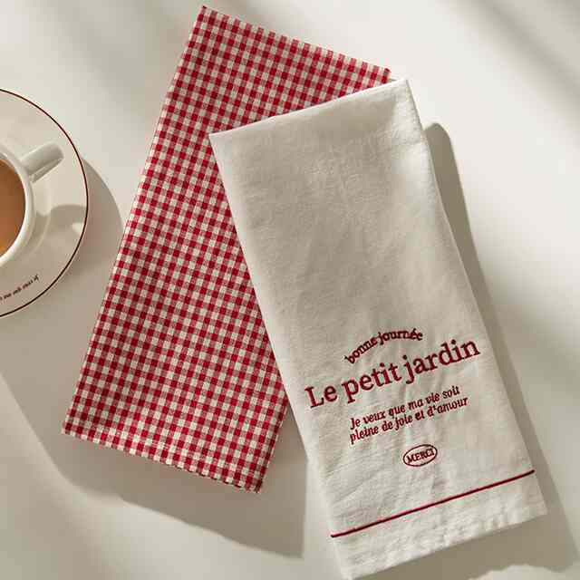 プチレタリング刺繍キッチンクロス［2色］
