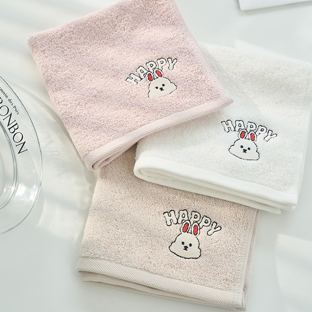 데코뷰 해피토끼자수 핸드타올 3P SET 고리수건