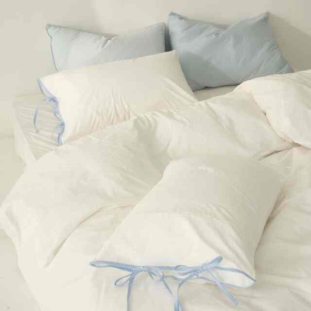 リボン タイ 高密度 布団カバーセット［2色・2サイズ］