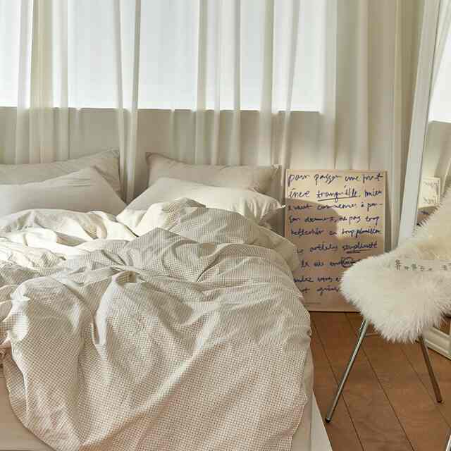 CAPPUCCINO ベージュチェック 布団カバーセット［2サイズ］