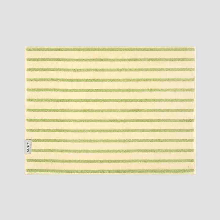 バスマット 1枚 バニラ グリーン ストライプ