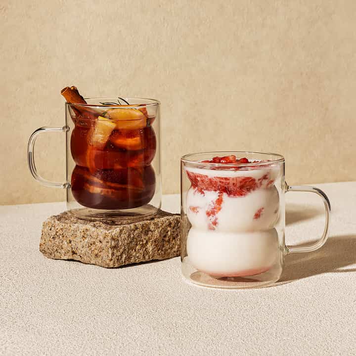 Nuvola Wave Double-Wall Glass Mug (Set of 2)