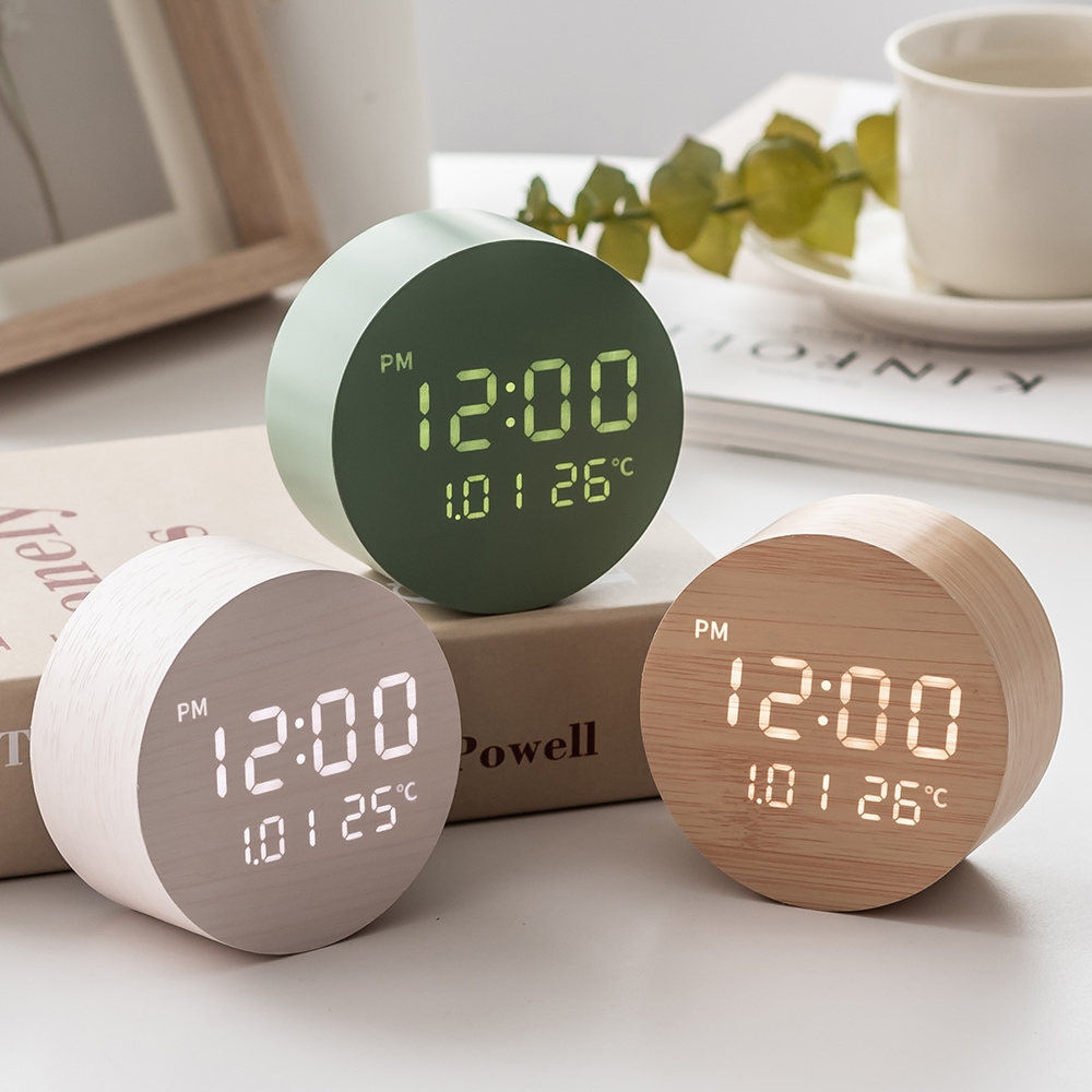 플라이토 문폴 우드 인테리어 LED 탁상시계 3color