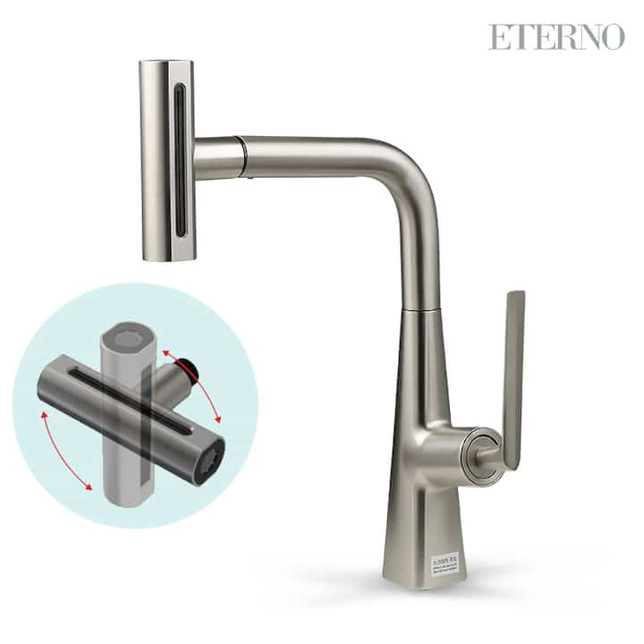 4way 多機能 ワイド滝流キッチン水栓 EK3001 マットニッケル