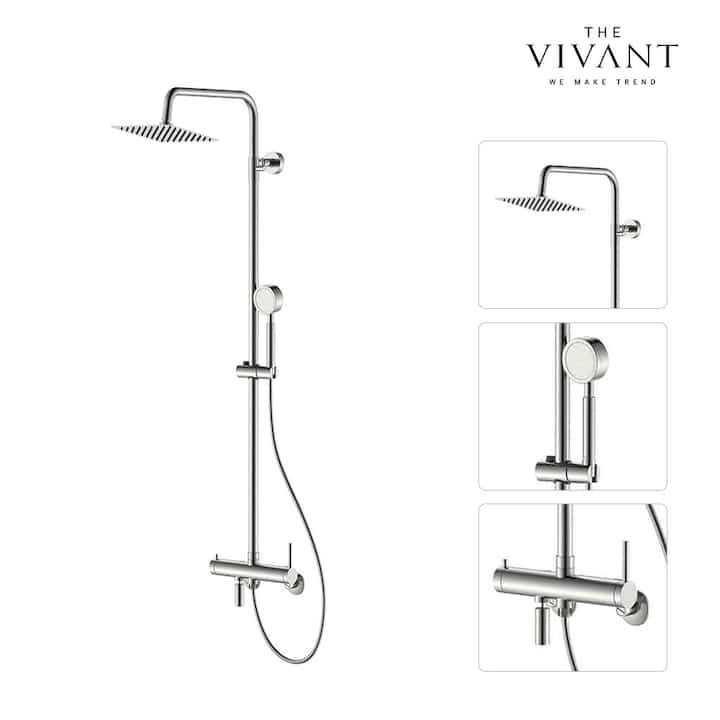 VIVANT 浴室用 オーバーヘッドレインシャワー・浴槽用シャワー水栓 VA4001（MS）ニッケル