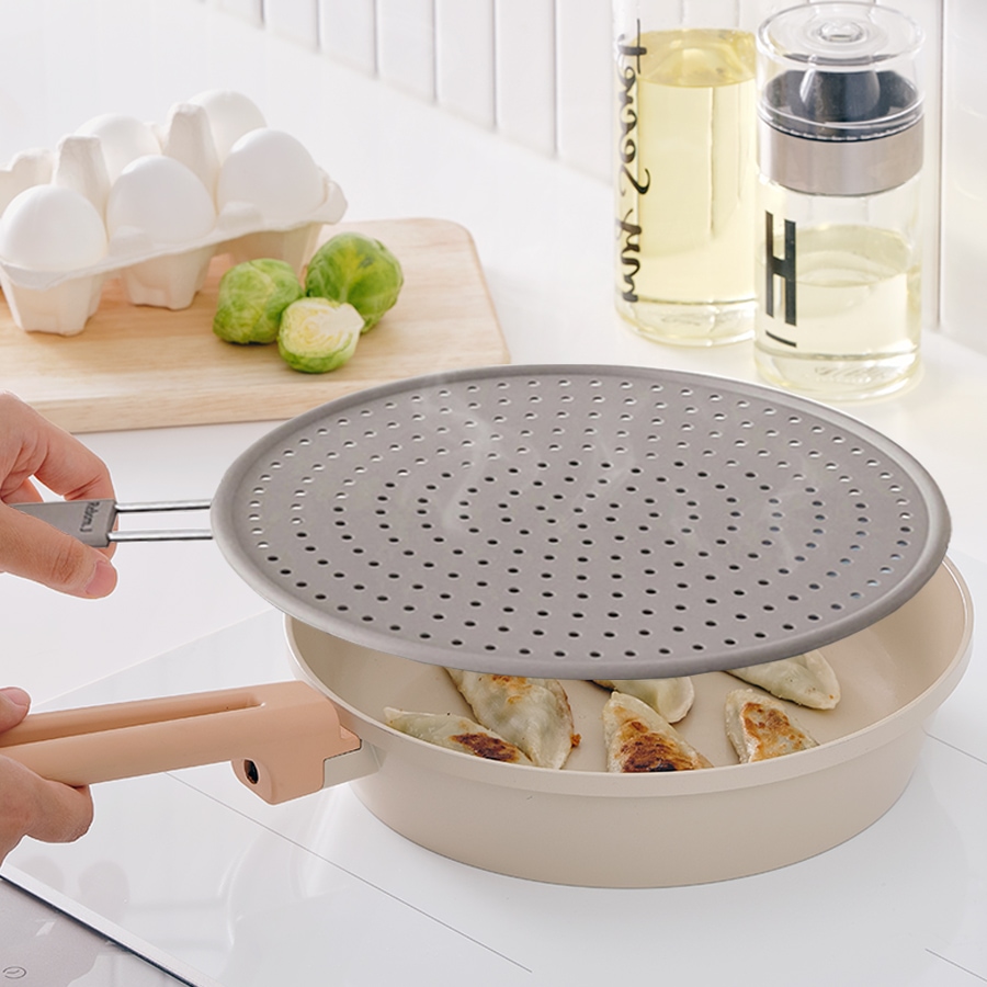 리본제이 1+1 실리콘 멀티 팬커버 뚜껑 덮개 28cm (그레이/블랙)