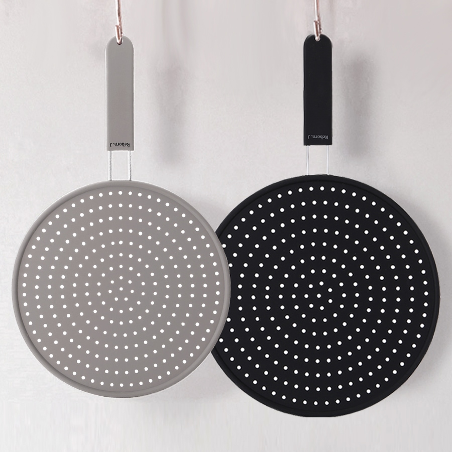 리본제이 실리콘 멀티 팬커버 덮개 28cm+30cm 2P 세트 (그레이/블랙)
