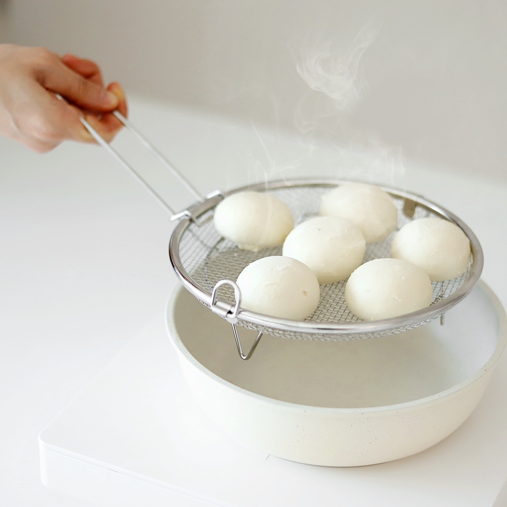 리본제이 304 스텐 채반 찜기 19cm (탈부착 손잡이 포함) / 원형 핸들 채반 야채 찜기