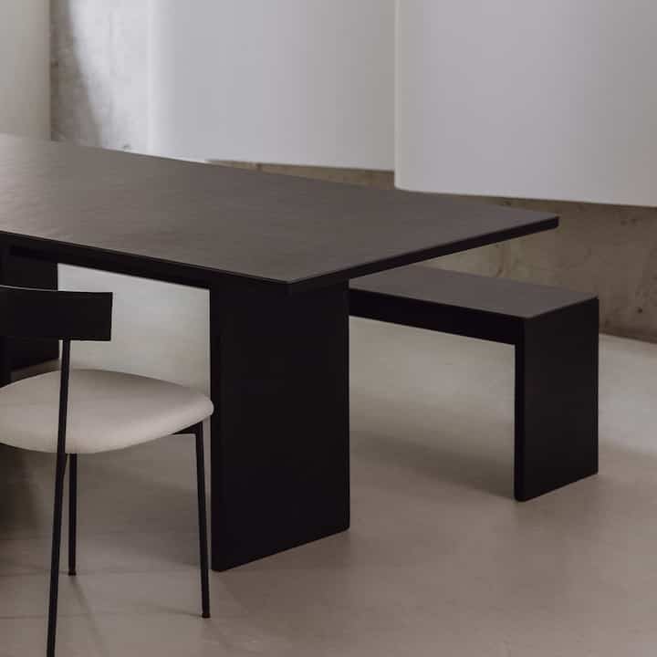 P56 ブラック セラミック ダイニングベンチ［5サイズ］