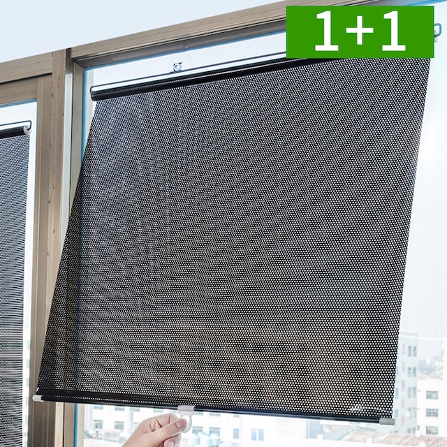 OMT 1+1 붙이는블라인드 암막 창문블라인드 햇빛가리개 롤스크린 무타공 125x68