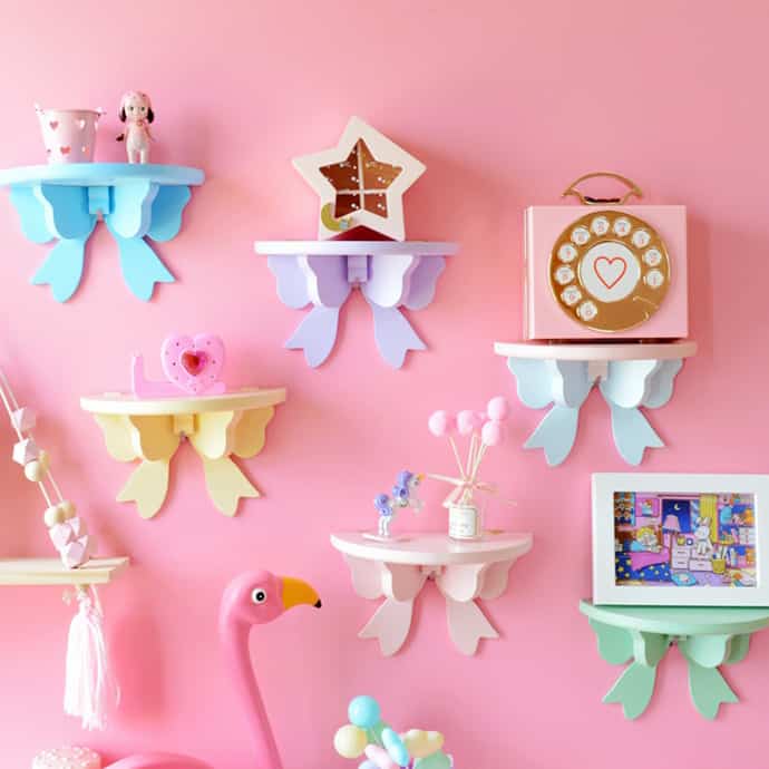 リボン 3Dウォールシェルフ［6色］