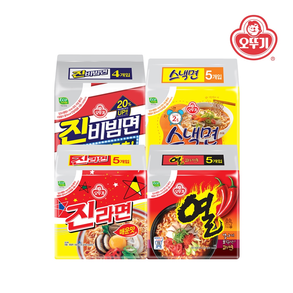 진라면 매운맛 5봉+열라면 5봉+진비빔면 4봉+스낵면 5봉