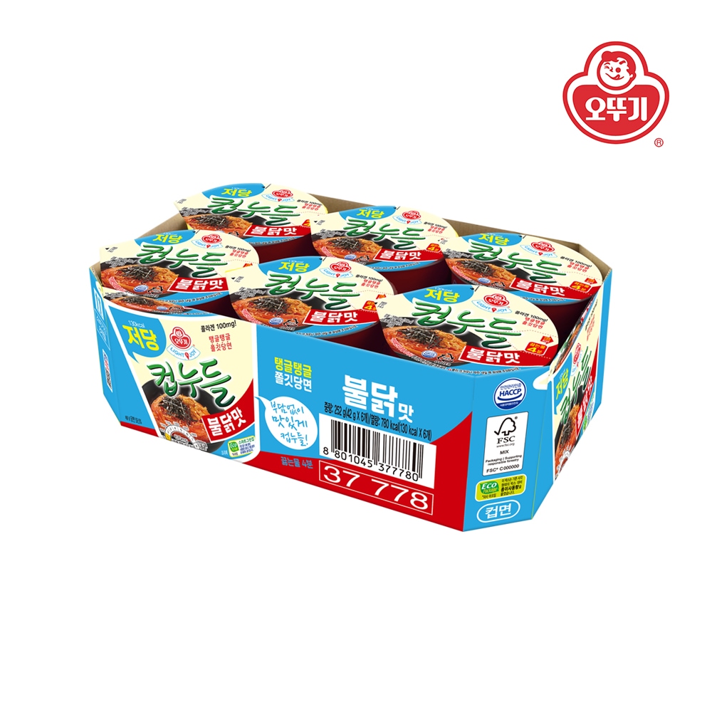 오뚜기 LIGHT&JOY 저당컵누들 불닭맛 컵 (42g*6)