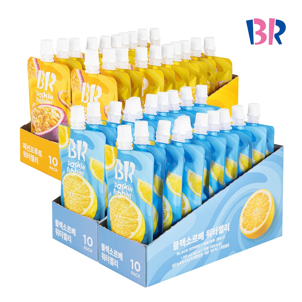 블랙소르베 워터젤리 100ml x 20팩 + 패션프루트 워터젤리 100ml x 20팩