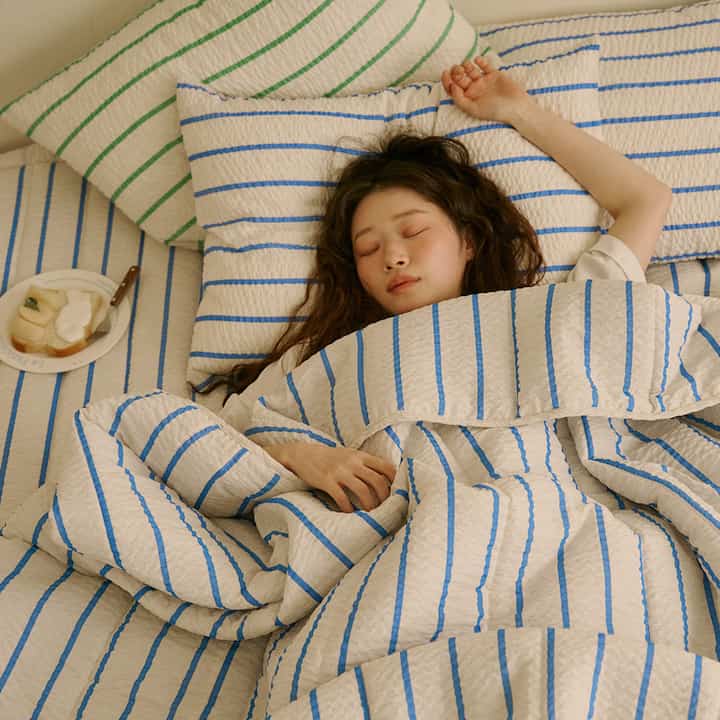 薄掛け布団・枕カバー1セット ストライプ  S/SS150×200cm［2色］