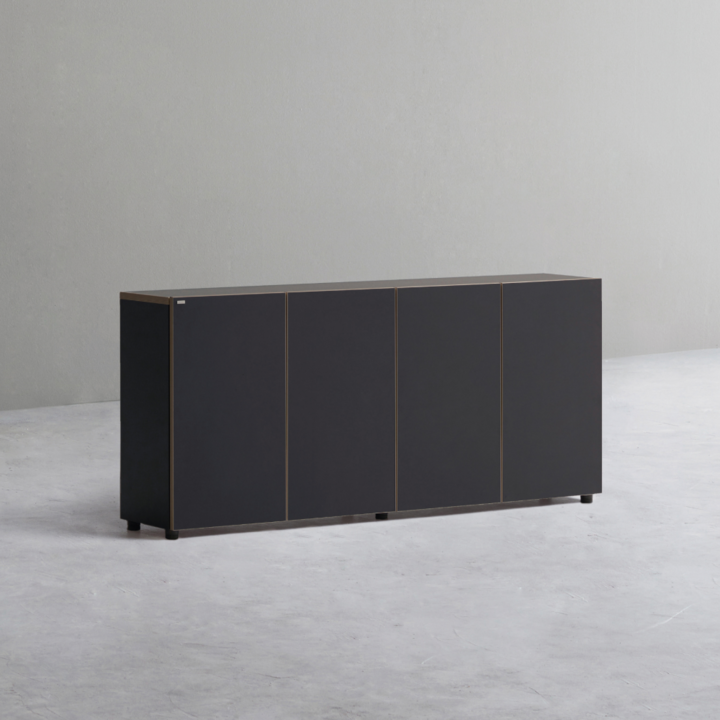 2段 木材 キャビネット 160cm (ドアタイプ) DSBC162S