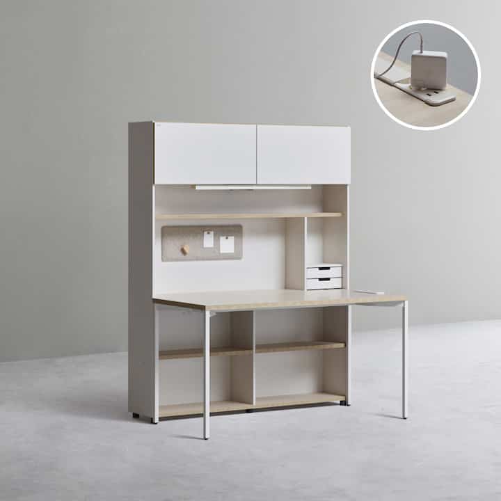 幅140 5段 デスクセット （コンセント付き／照明＋扉タイプ）DSCJ145ALS