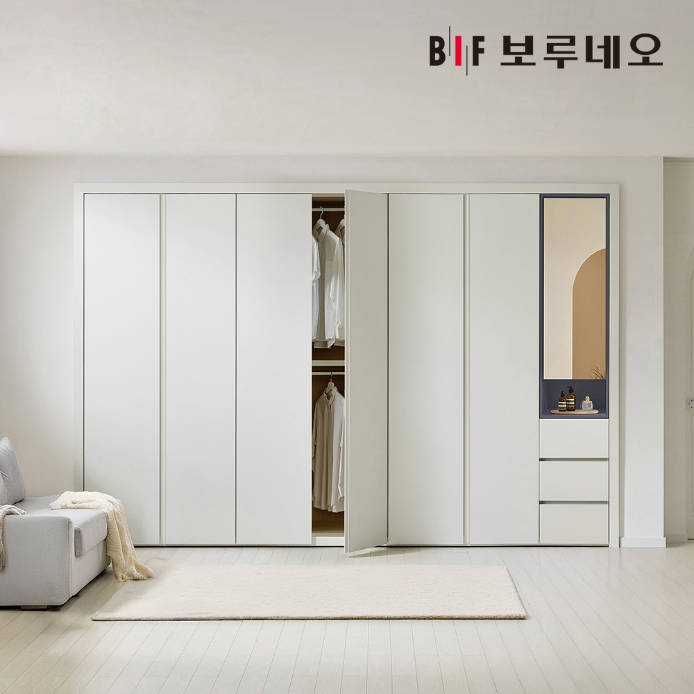 보루네오 하우스 슬림뷰 화장대 안방 붙박이장 240~390cm E0등급 매립손잡이