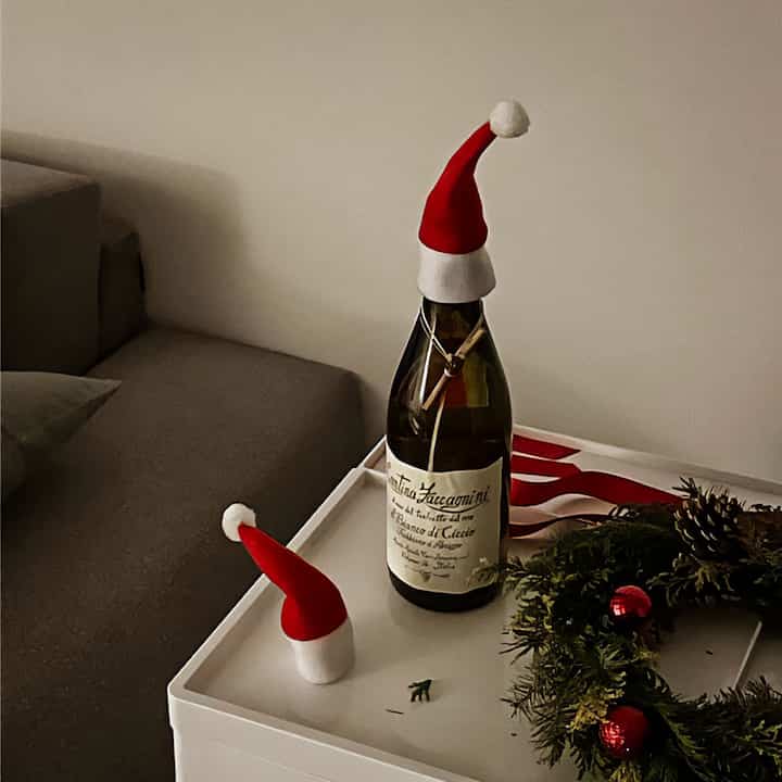 ワインボトルカバー サンタ帽子