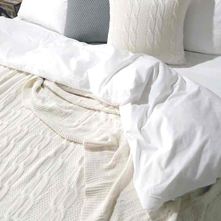 コットン ニット ブランケット［10色・2種］