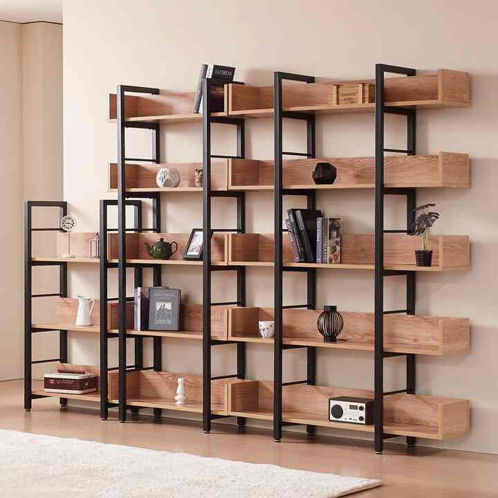 全面 書棚 600x3段 四角 フレーム