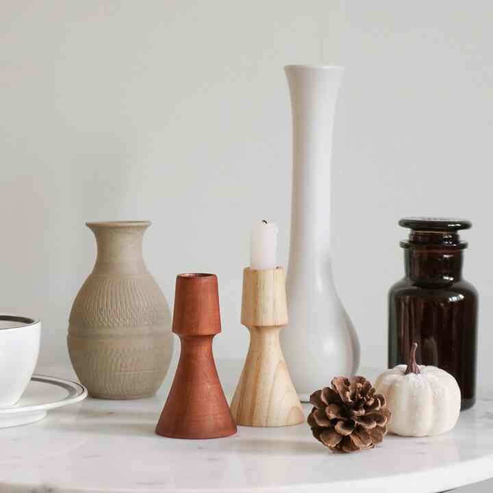 ウッド キャンドルホルダー［2色・3種］