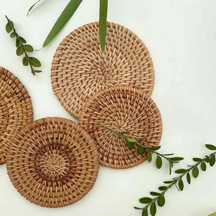 ラタン ティーコースター［2種・4サイズ］