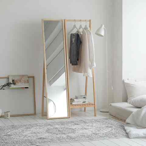 木材A 全身鏡＆ハンガーラック セット［3色］