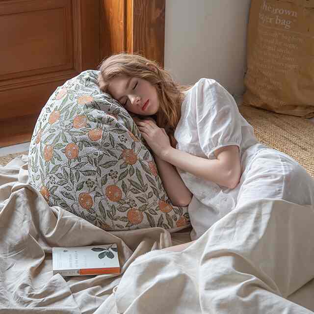 ヨーロッパのオレンジ ジャカード 円形ビーンバッグ