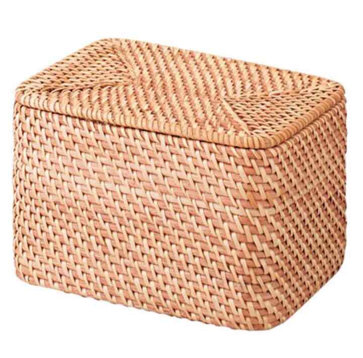 重なるラタン長方形ボックス・フタ付