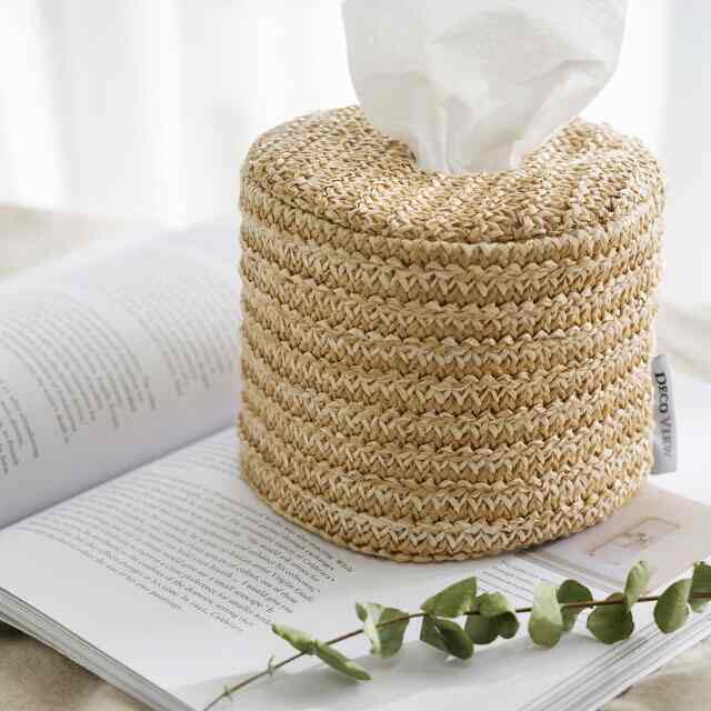 ラタン丸型ティッシュカバー