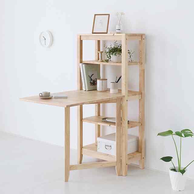 OLEZY 折りたたみ式 テーブル付き 収納棚