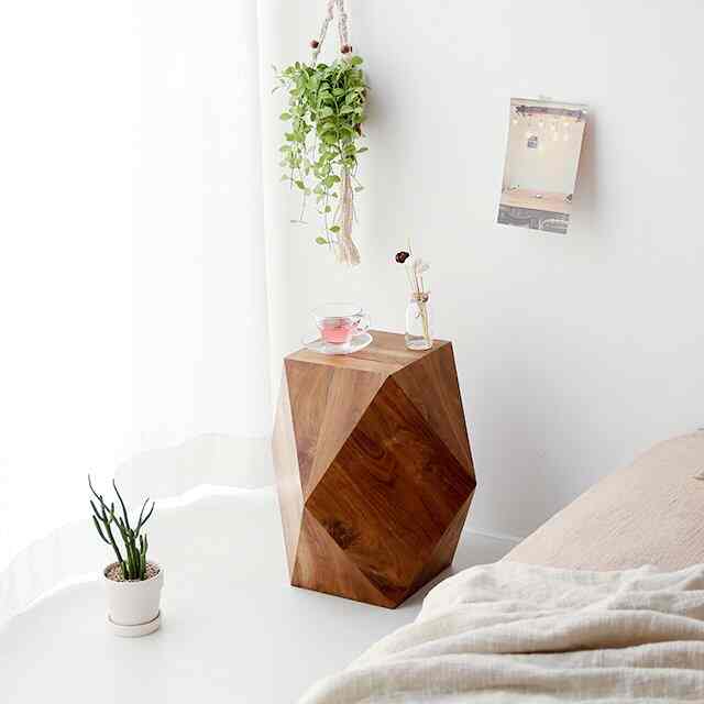 DIAWOOD ダイヤカットチーク原木スツール