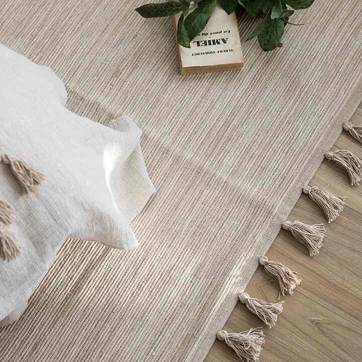 Malange Tassel コットンラグ＆マット ベージュ