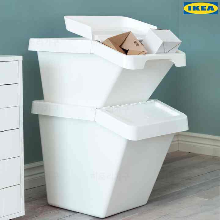 SORTERA - Tempat pemilah sampah dg penutup, putih, 60