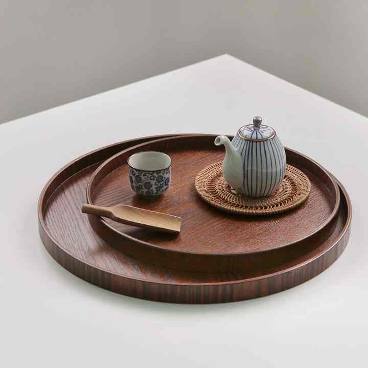 ウッドグレイン 円形 トレイ［2サイズ］
